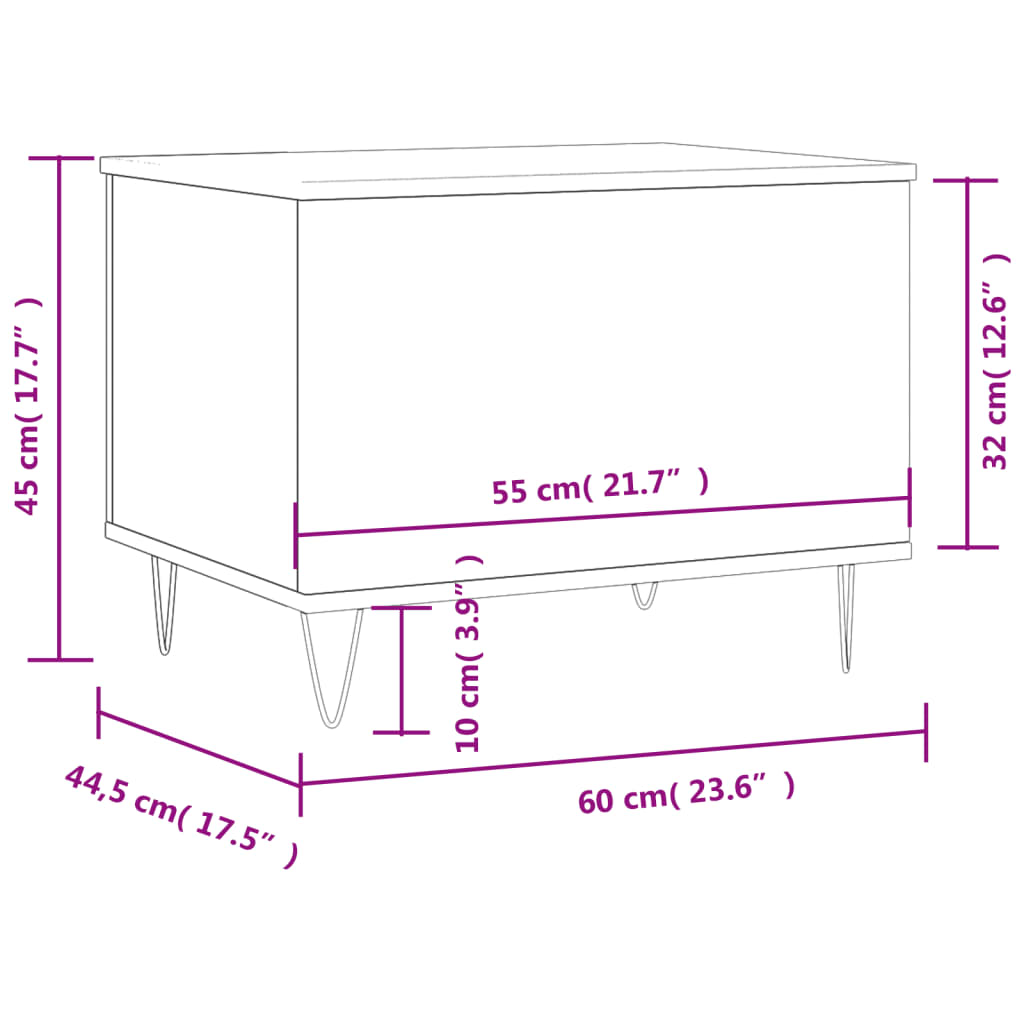 Table basse gris béton 60x44,5x45 cm en bois