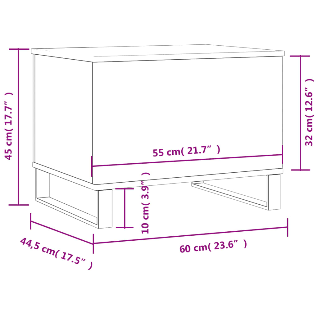 Table basse gris béton 60x44,5x45 cm en bois