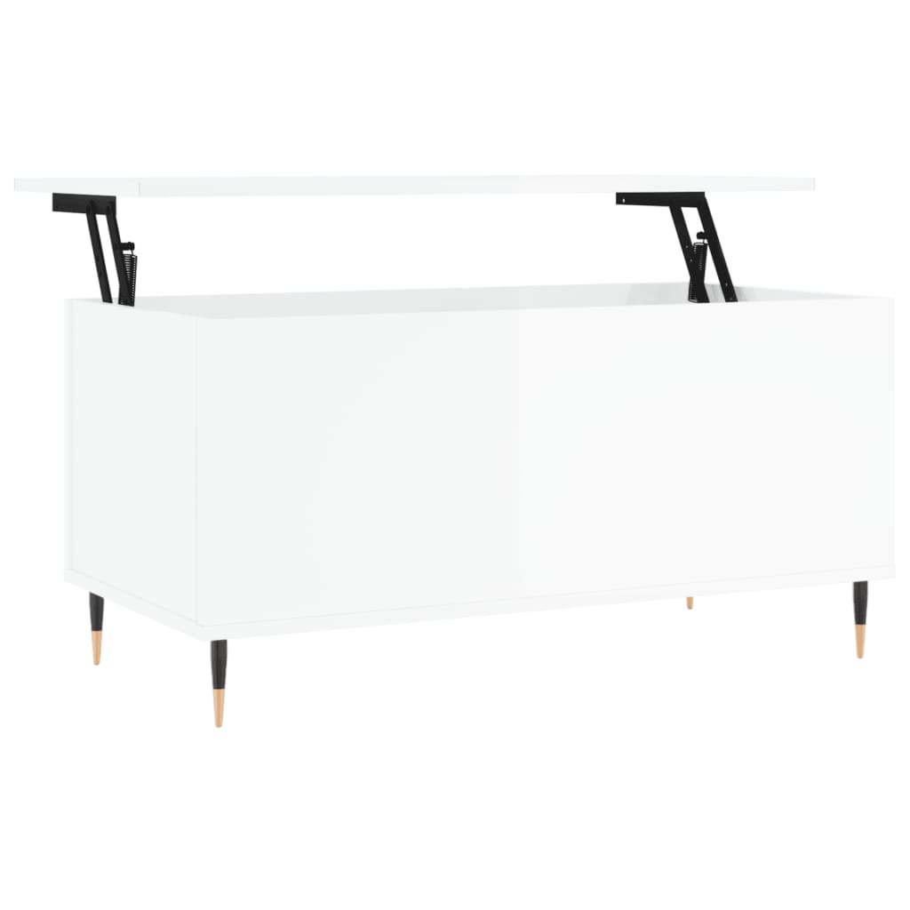 Coffee table high gloss white 90x44.5x45 cm wood material