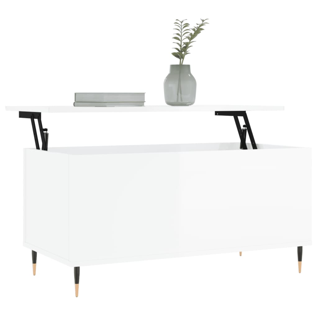 Coffee table high gloss white 90x44.5x45 cm wood material