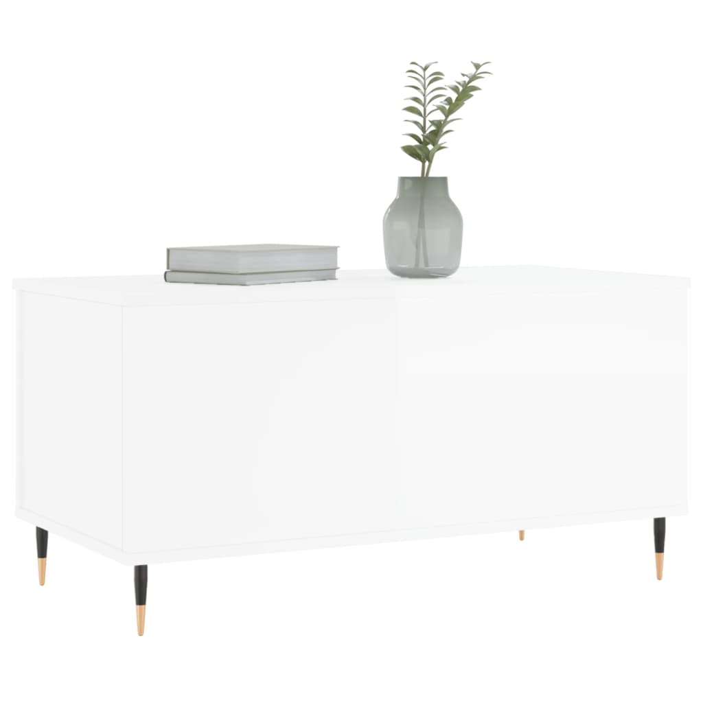 Coffee table high gloss white 90x44.5x45 cm wood material