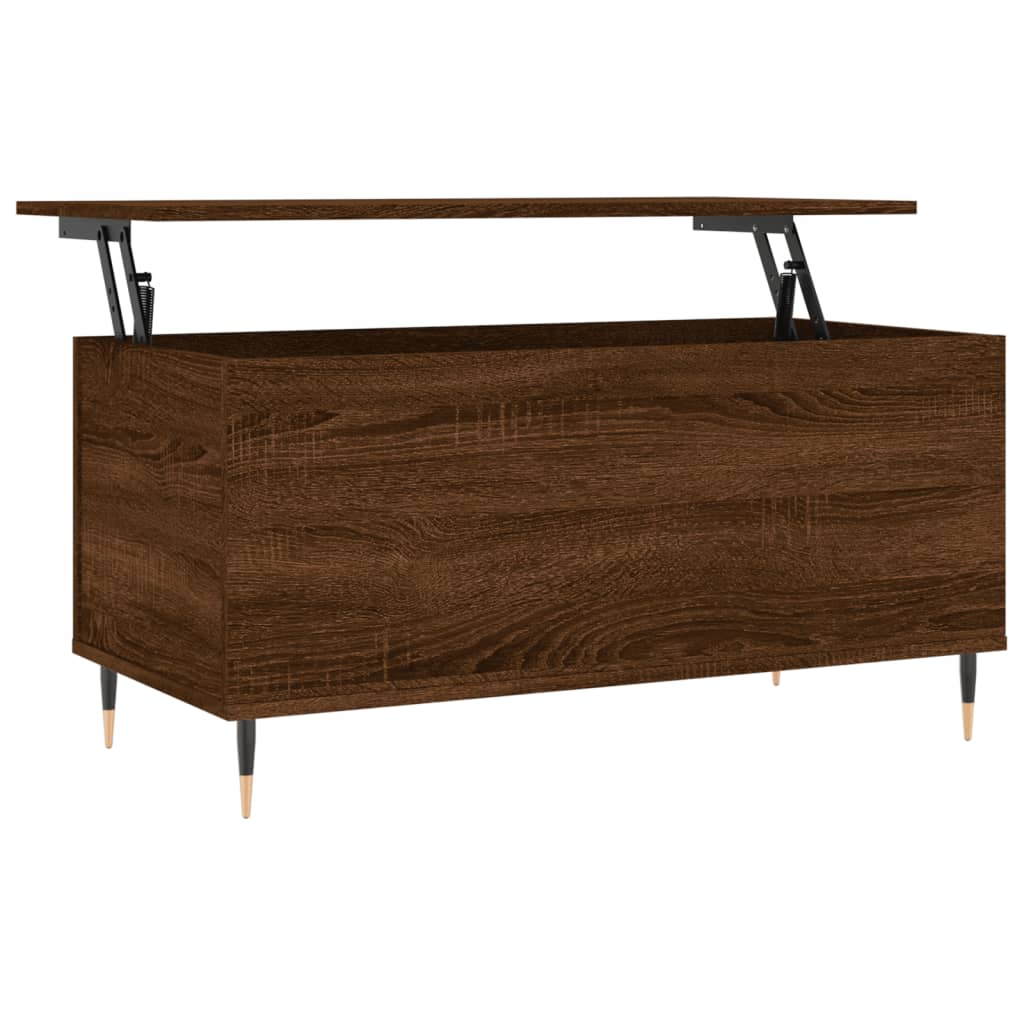 Table basse aspect chêne marron 90x44,5x45 cm en bois