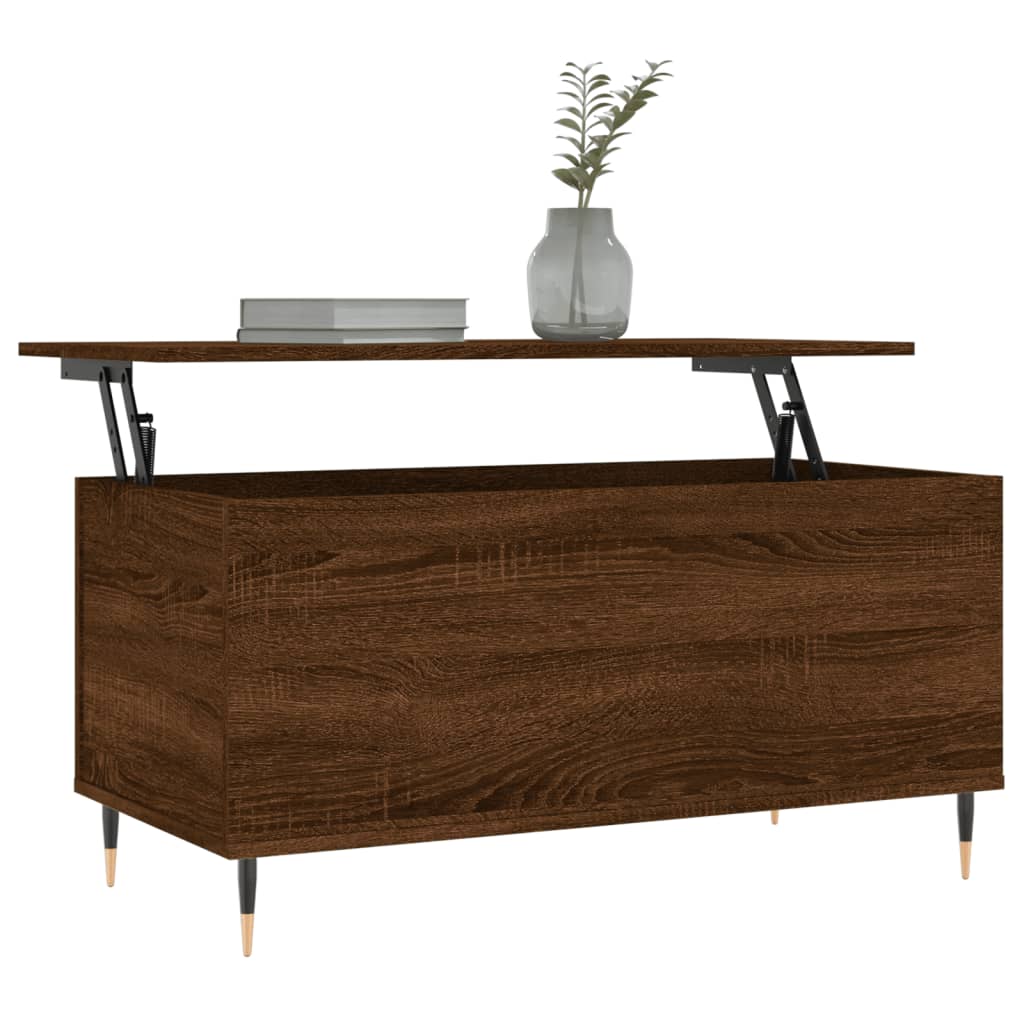 Table basse aspect chêne marron 90x44,5x45 cm en bois