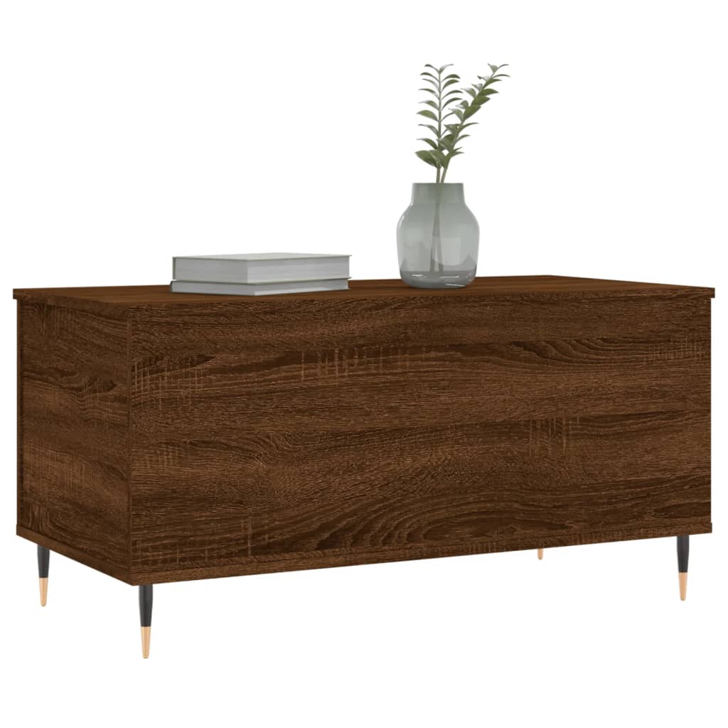 Table basse aspect chêne marron 90x44,5x45 cm en bois