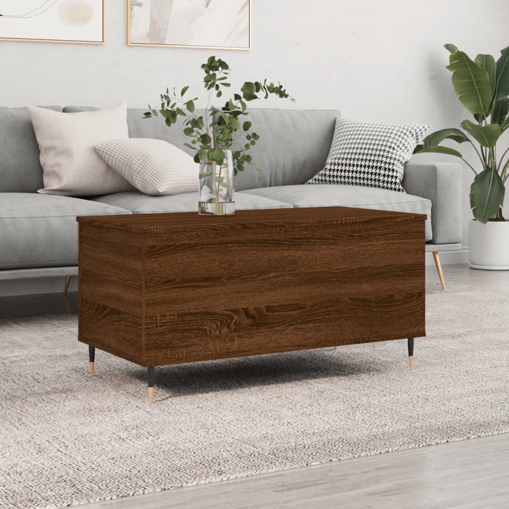 Table basse aspect chêne marron 90x44,5x45 cm en bois