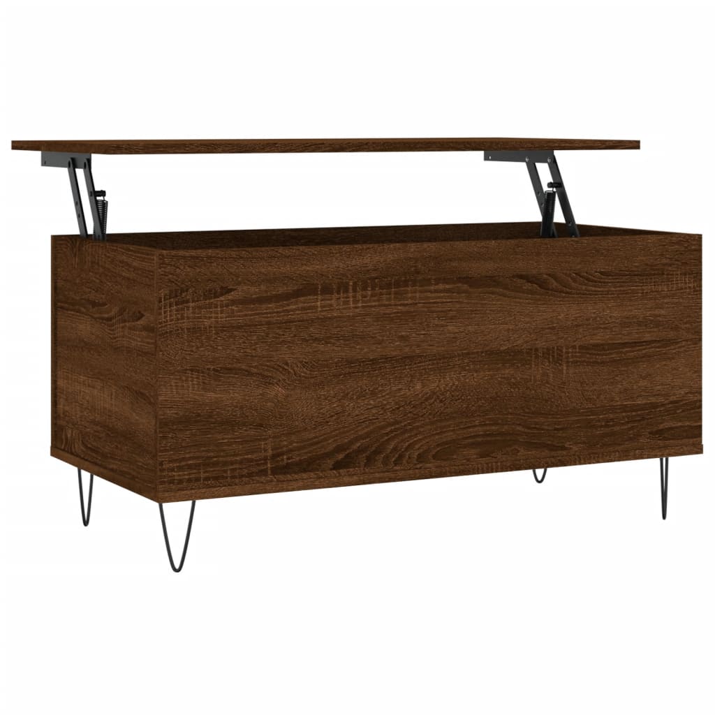 Table basse aspect chêne marron 90x44,5x45 cm en bois