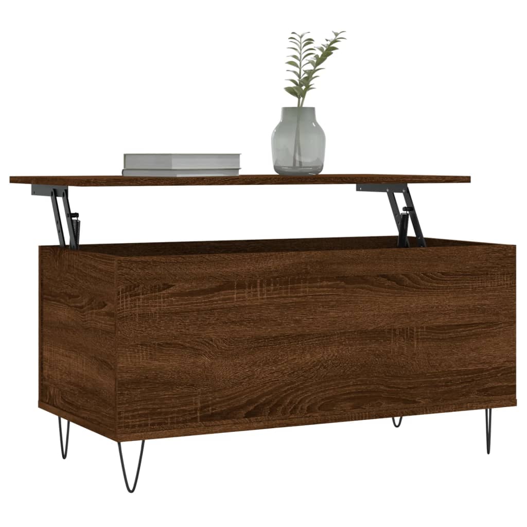 Table basse aspect chêne marron 90x44,5x45 cm en bois