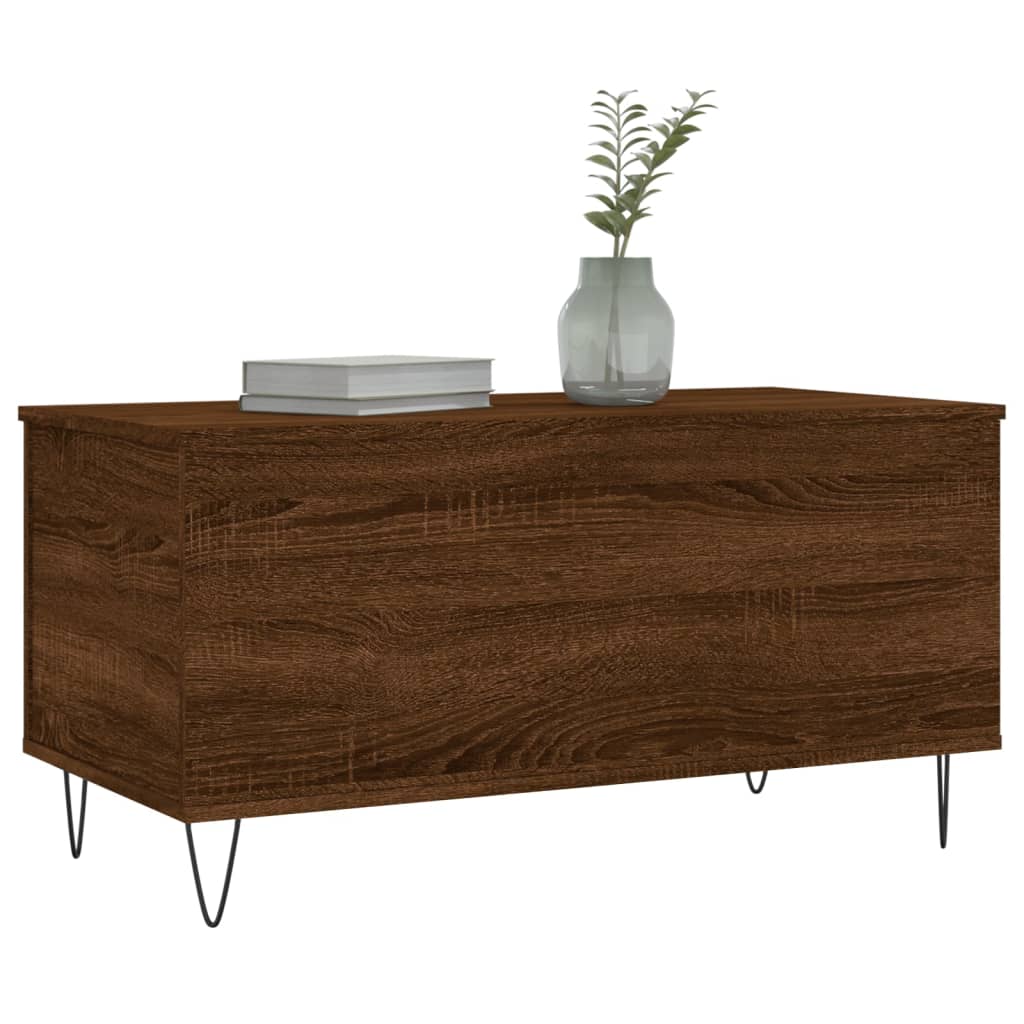 Table basse aspect chêne marron 90x44,5x45 cm en bois