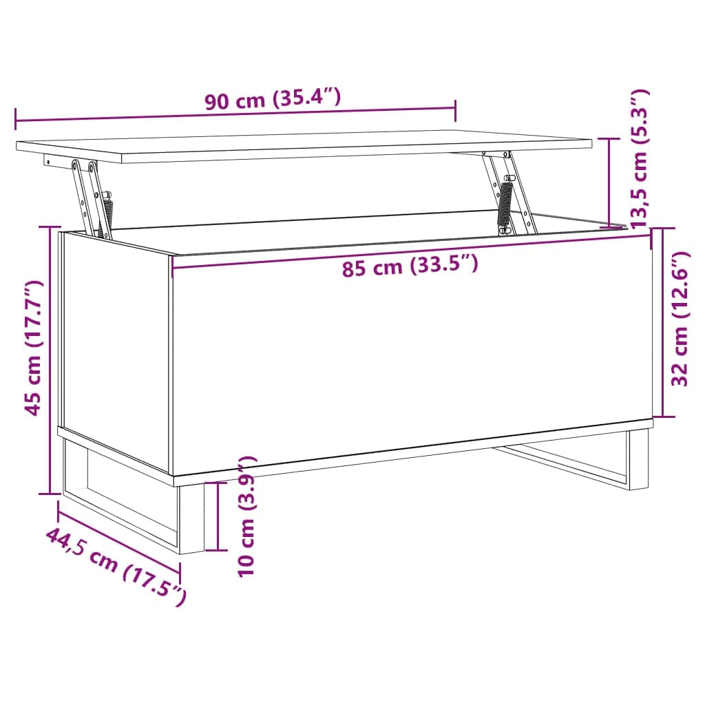 Couchtisch Sonoma-Eiche 90x44,5x45 cm Holzwerkstoff