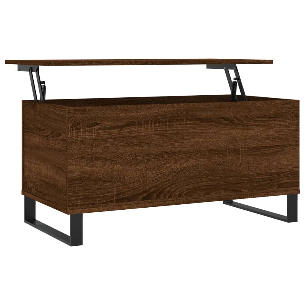 Table basse aspect chêne marron 90x44,5x45 cm en bois