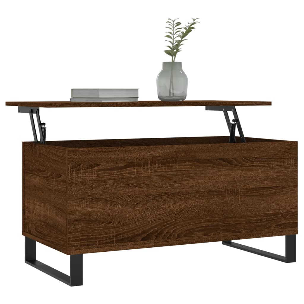 Table basse aspect chêne marron 90x44,5x45 cm en bois