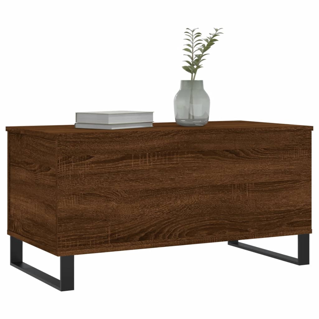 Table basse aspect chêne marron 90x44,5x45 cm en bois