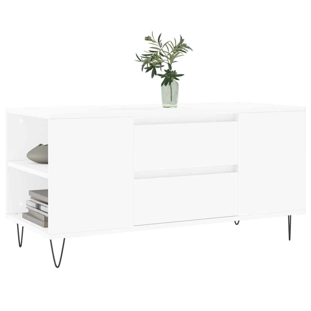 Table basse blanche 102x44,5x50 cm en bois