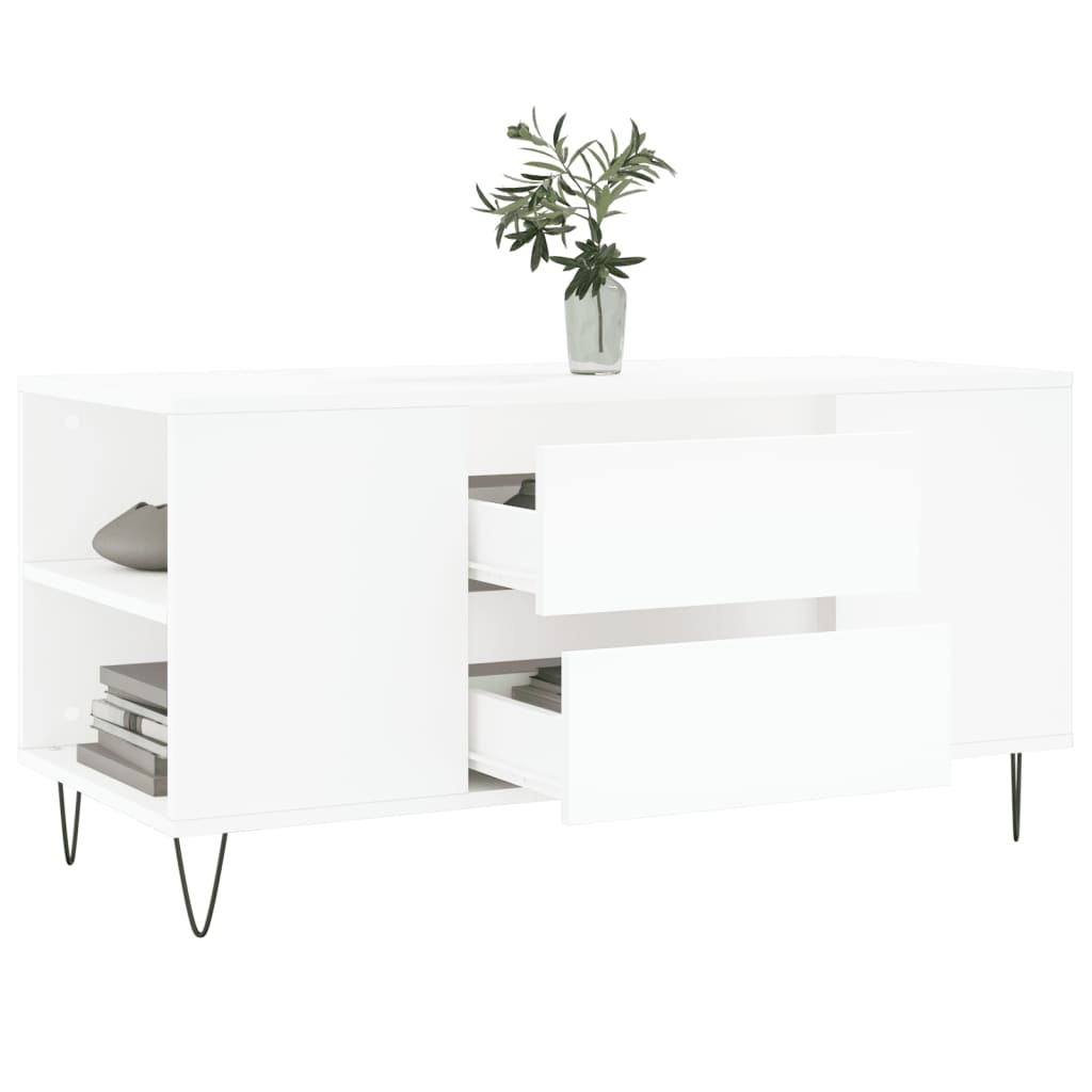 Table basse blanche 102x44,5x50 cm en bois