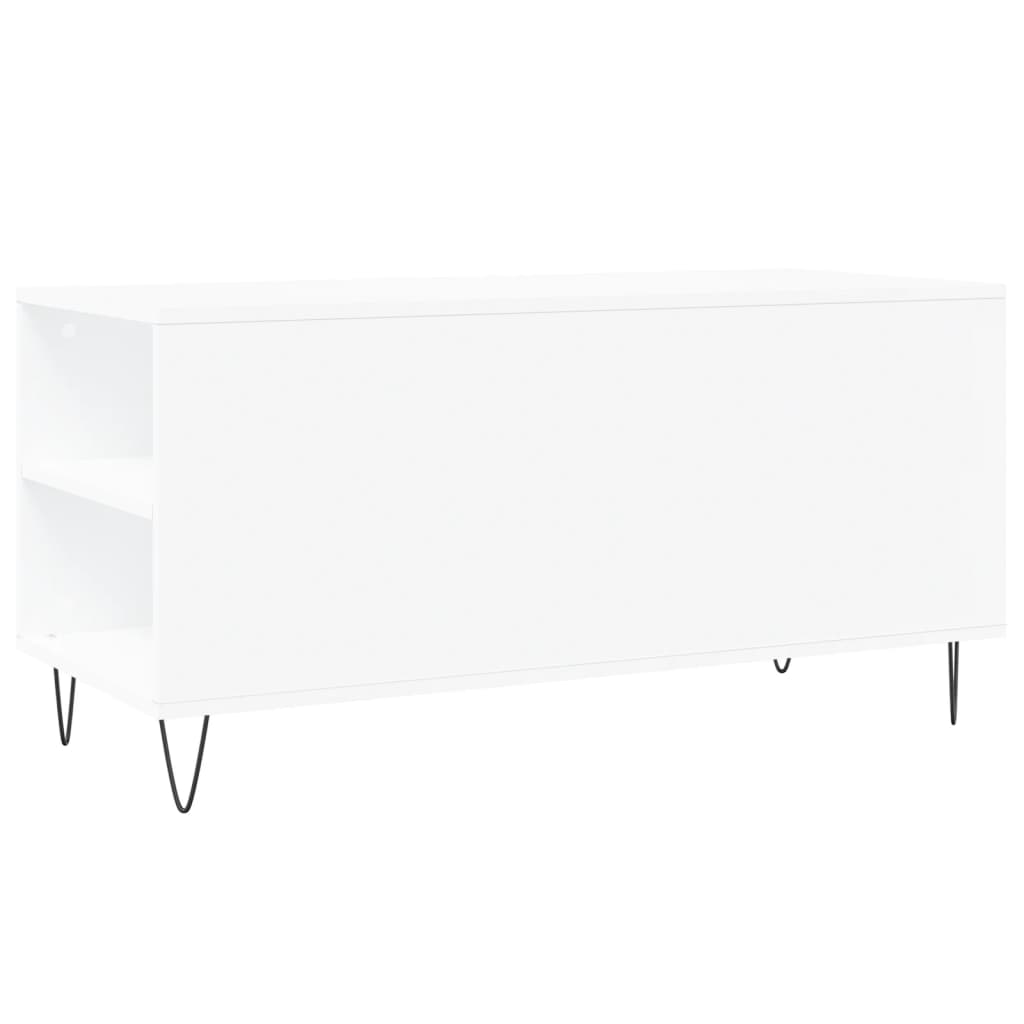 Table basse blanche 102x44,5x50 cm en bois
