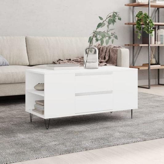 Table basse blanche 102x44,5x50 cm en bois