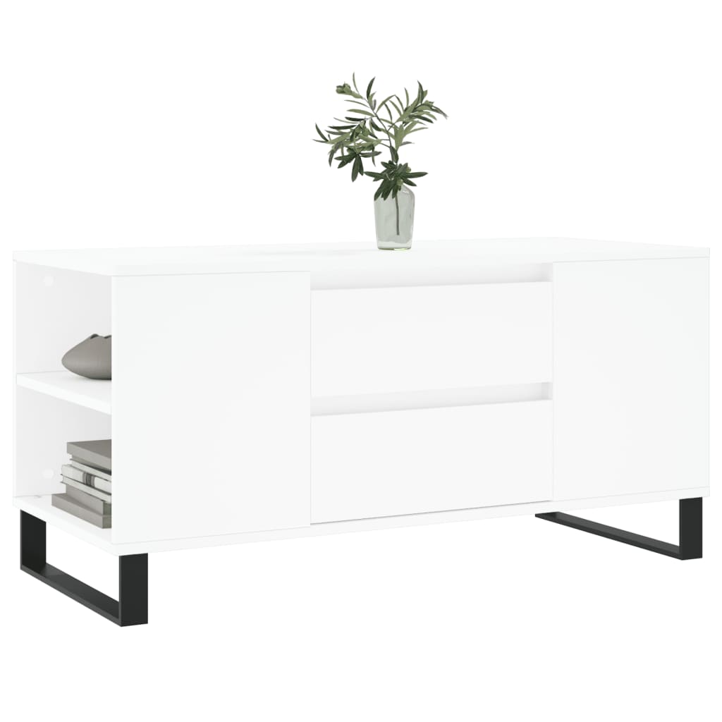 Table basse blanche 102x44,5x50 cm en bois