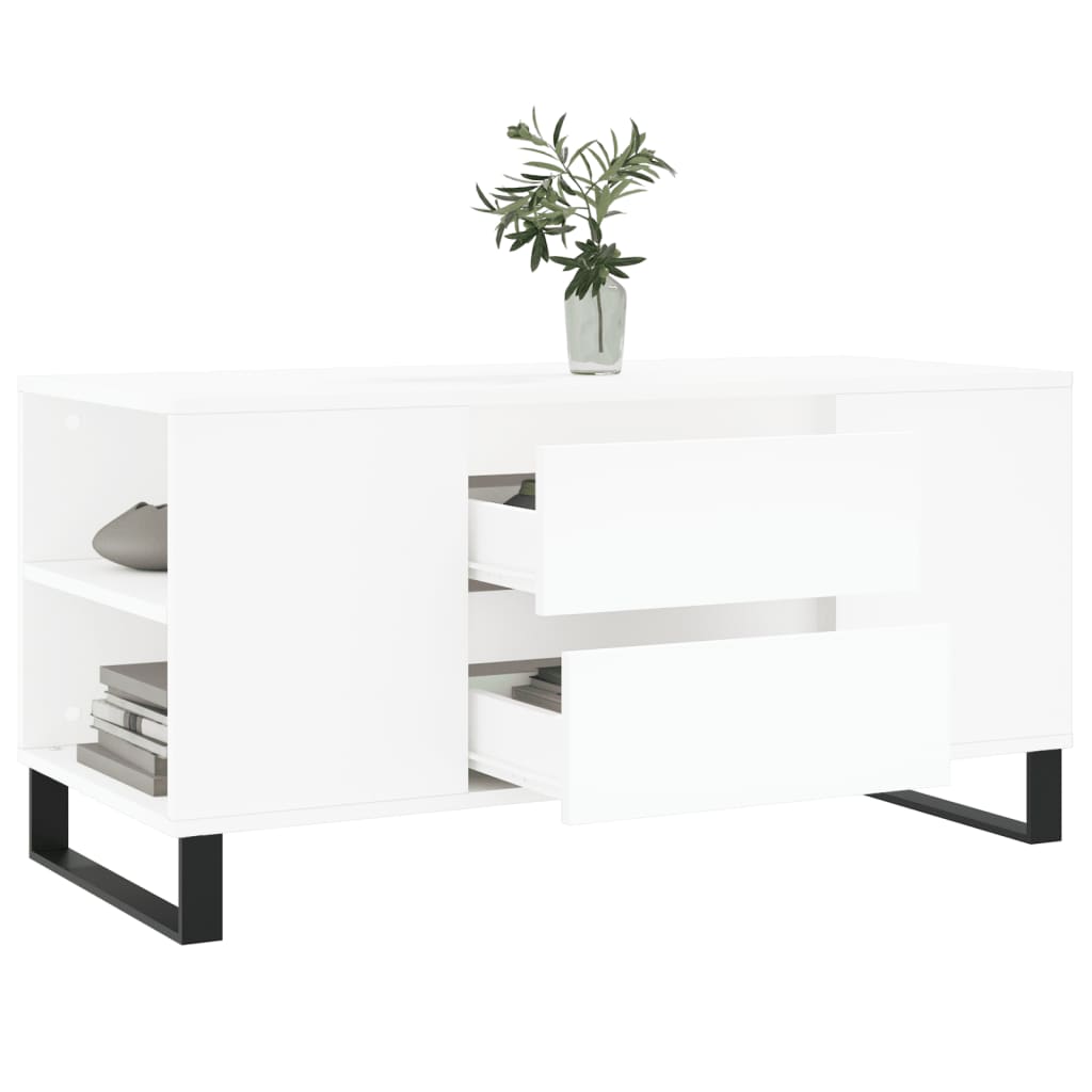 Table basse blanche 102x44,5x50 cm en bois