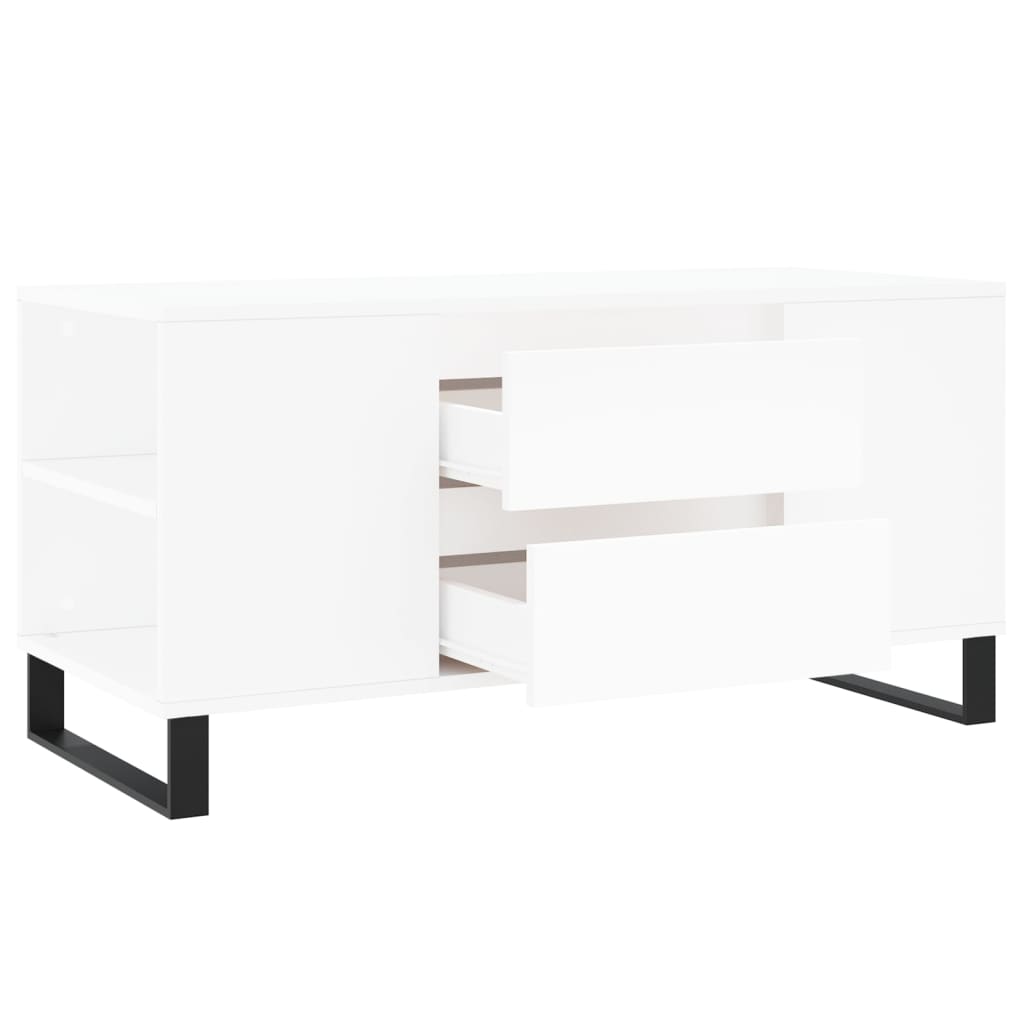 Table basse blanche 102x44,5x50 cm en bois