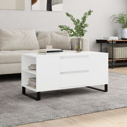 Table basse blanche 102x44,5x50 cm en bois