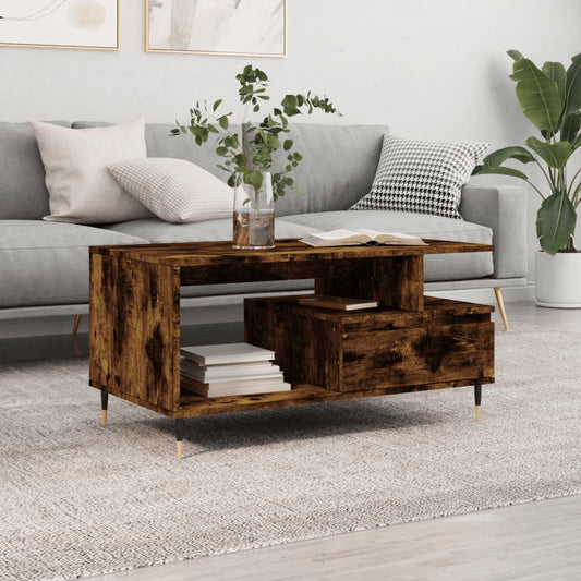 Coffee table smoked oak 90x49x45 cm wood material