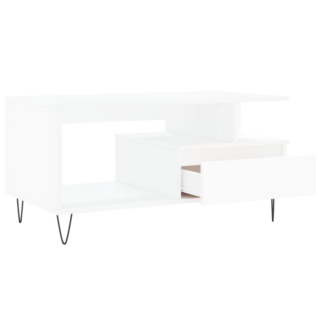 Table basse blanche 90x49x45 cm en bois