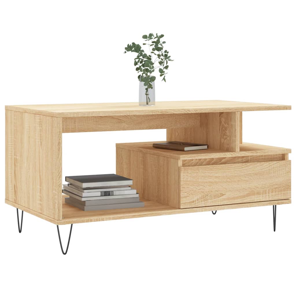 Table basse chêne Sonoma 90x49x45 cm en bois