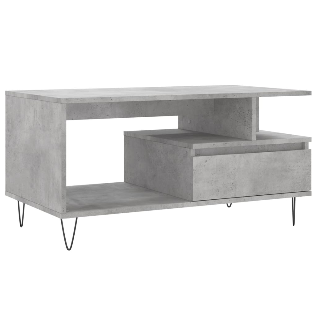 Table basse gris béton 90x49x45 cm en bois