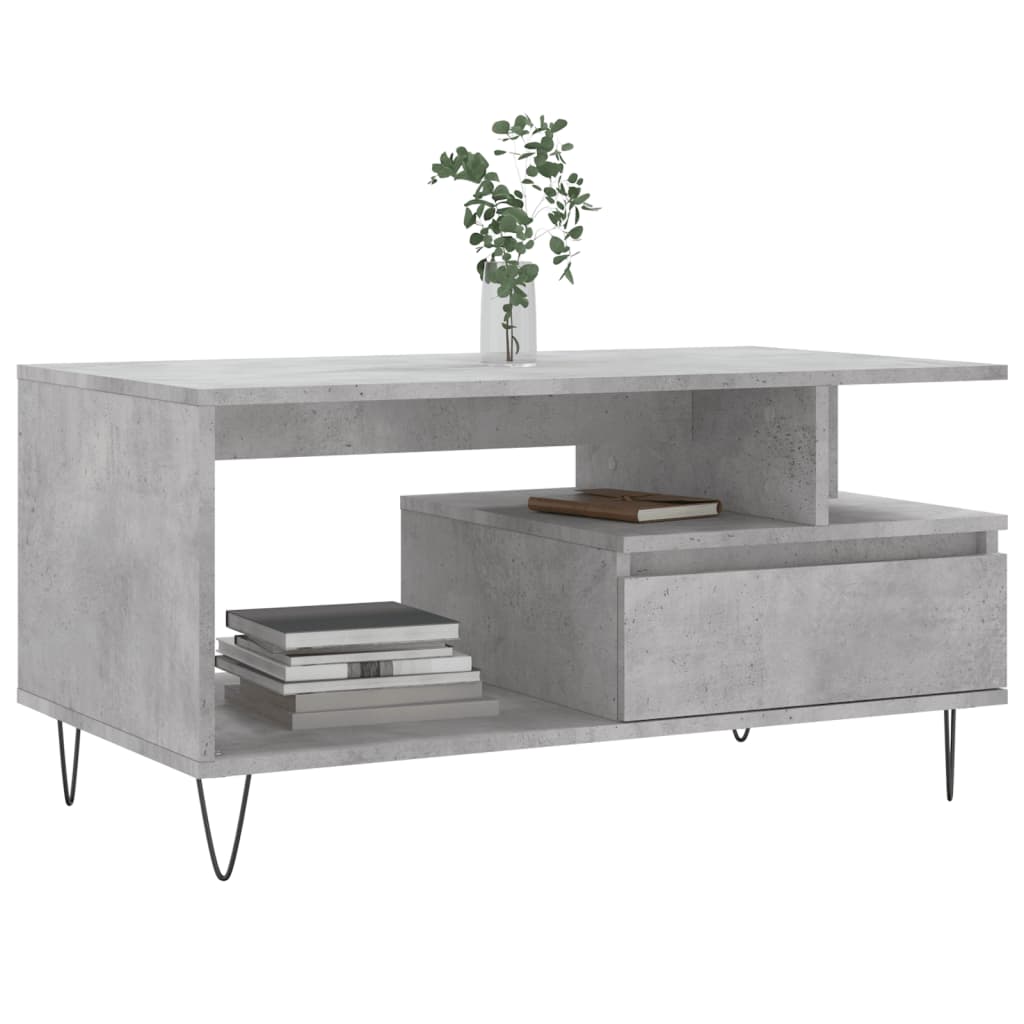 Table basse gris béton 90x49x45 cm en bois