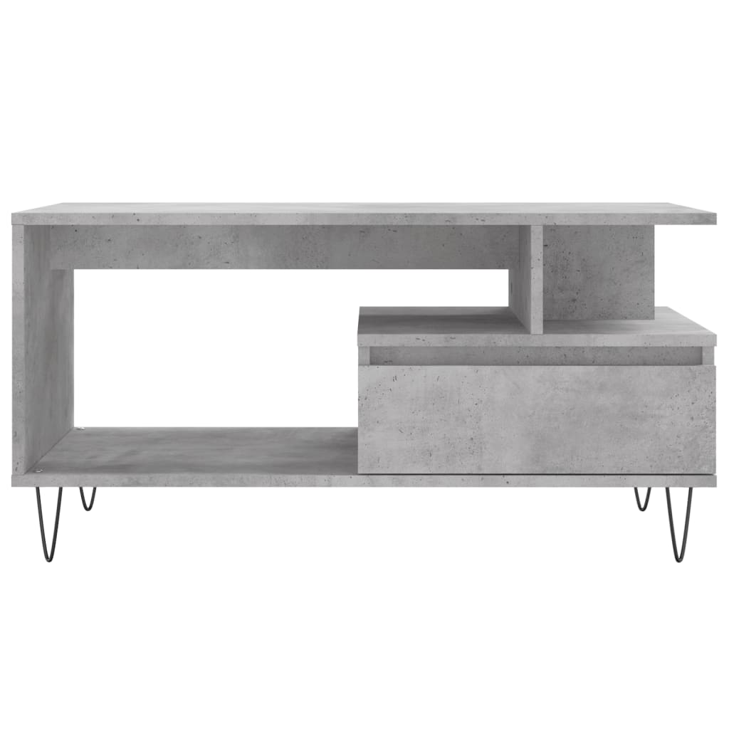 Table basse gris béton 90x49x45 cm en bois