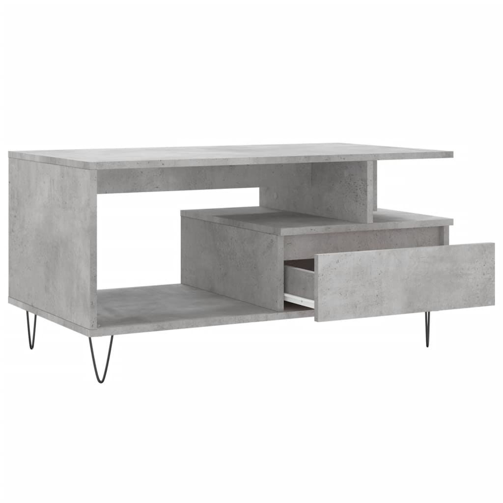 Table basse gris béton 90x49x45 cm en bois