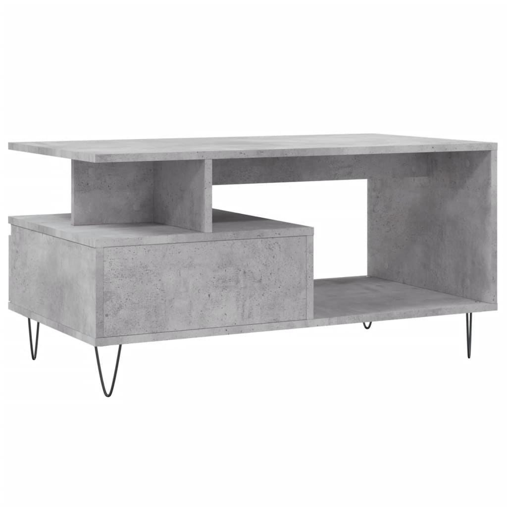 Table basse gris béton 90x49x45 cm en bois