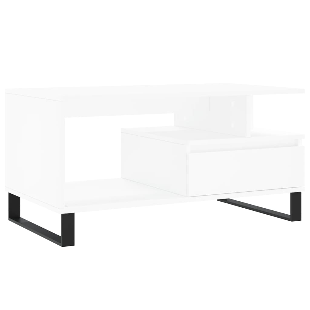 Table basse blanche 90x49x45 cm en bois