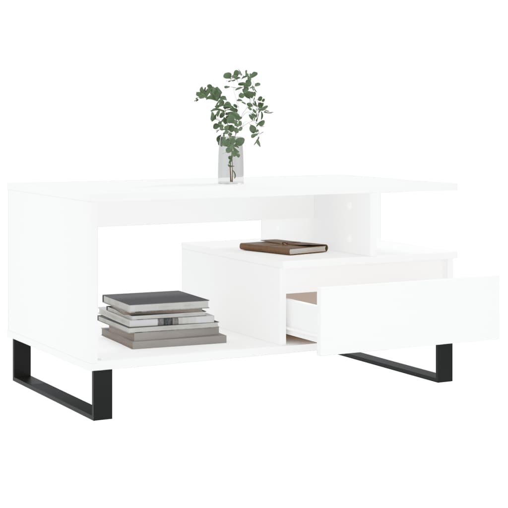 Table basse blanche 90x49x45 cm en bois