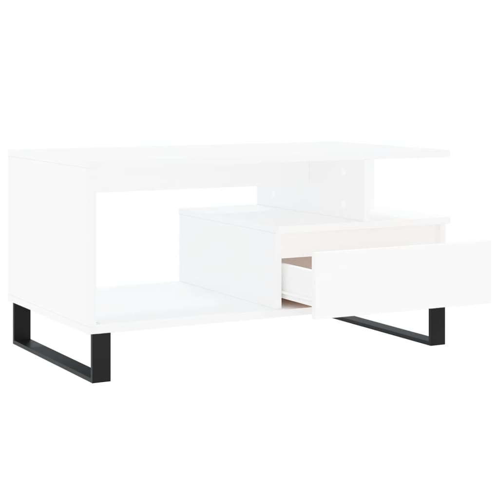 Table basse blanche 90x49x45 cm en bois