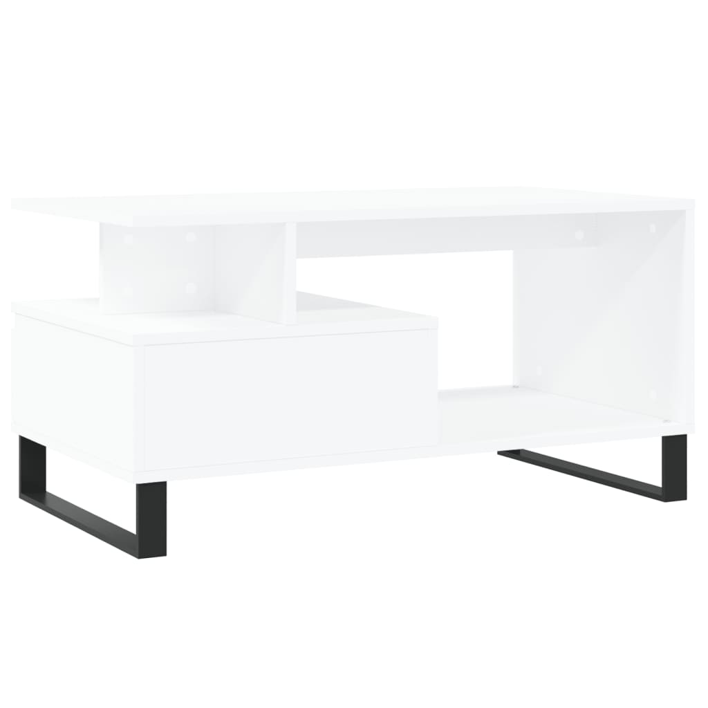 Table basse blanche 90x49x45 cm en bois