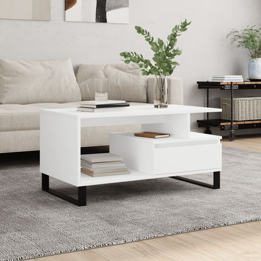 Table basse blanche 90x49x45 cm en bois