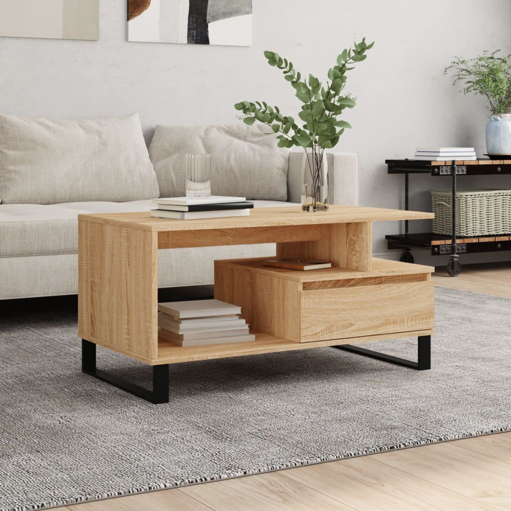 Table basse chêne Sonoma 90x49x45 cm en bois