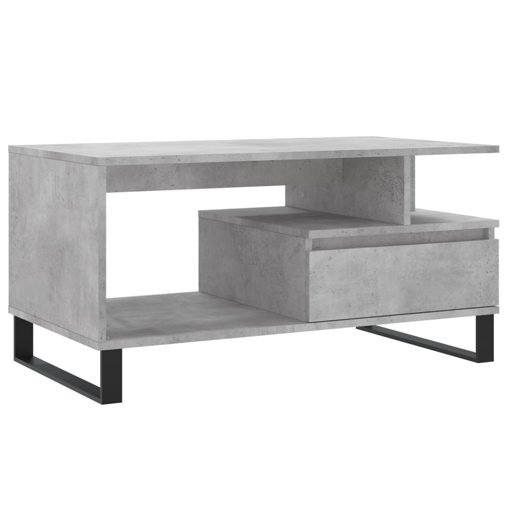 Table basse gris béton 90x49x45 cm en bois