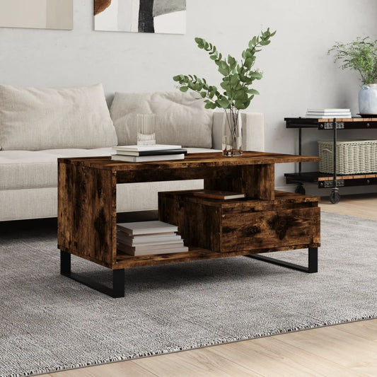 Coffee table smoked oak 90x49x45 cm wood material