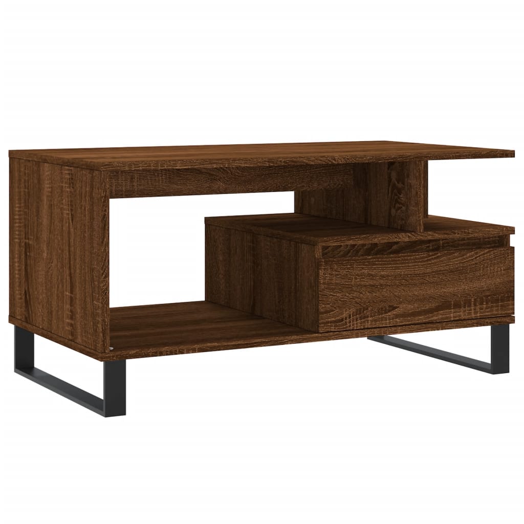 Table basse aspect chêne marron 90x49x45 cm en bois