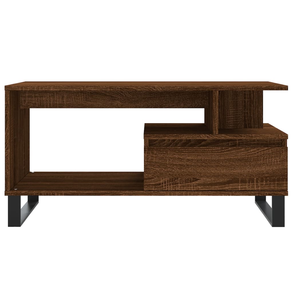 Table basse aspect chêne marron 90x49x45 cm en bois