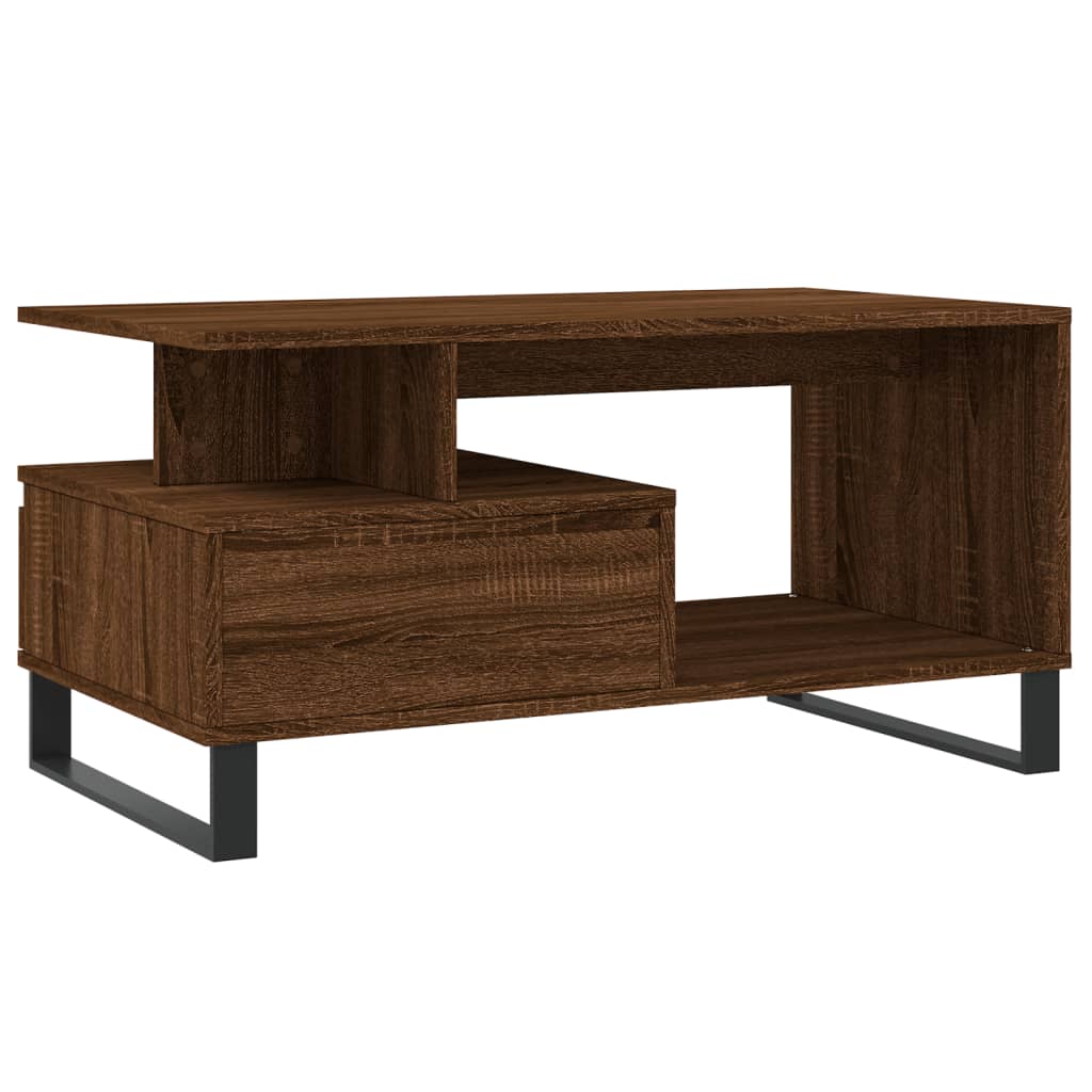 Table basse aspect chêne marron 90x49x45 cm en bois