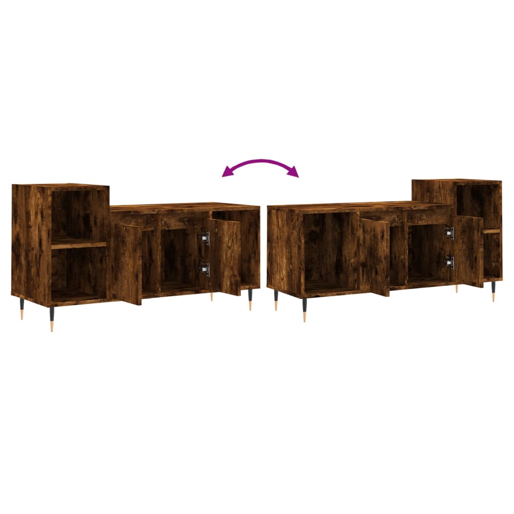 Meuble TV chêne fumé 100x35x55 cm matériau bois