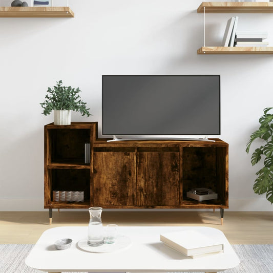Meuble TV chêne fumé 100x35x55 cm matériau bois