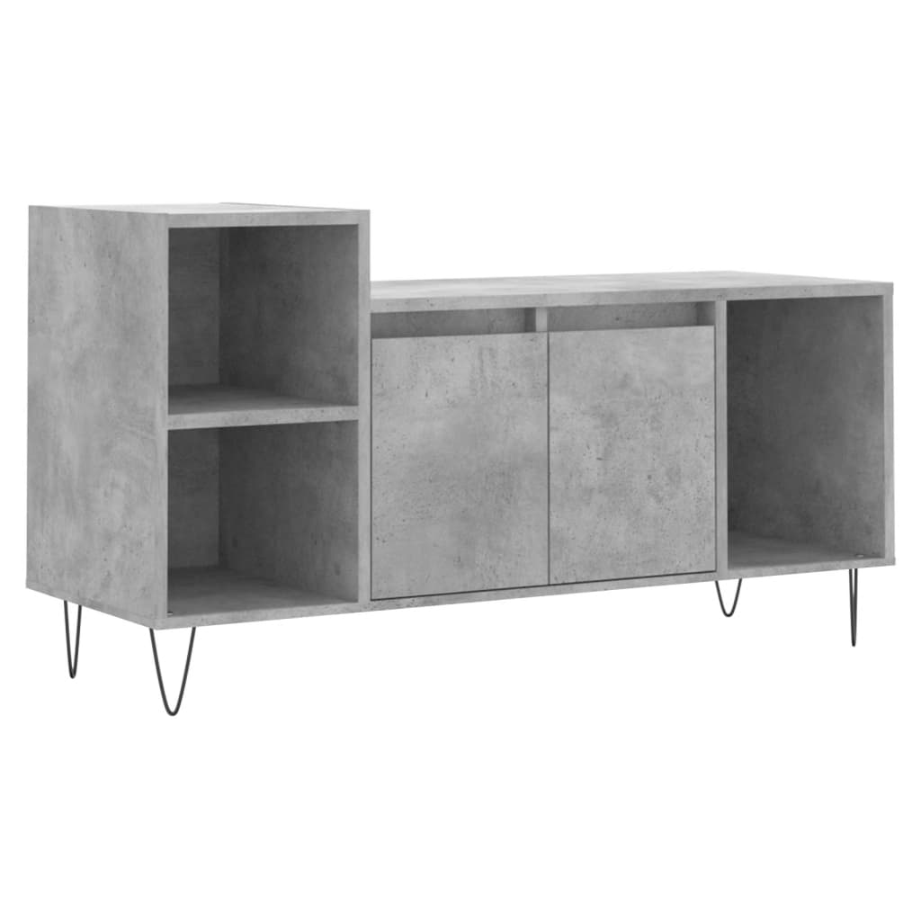 Meuble TV gris béton 100x35x55 cm en bois