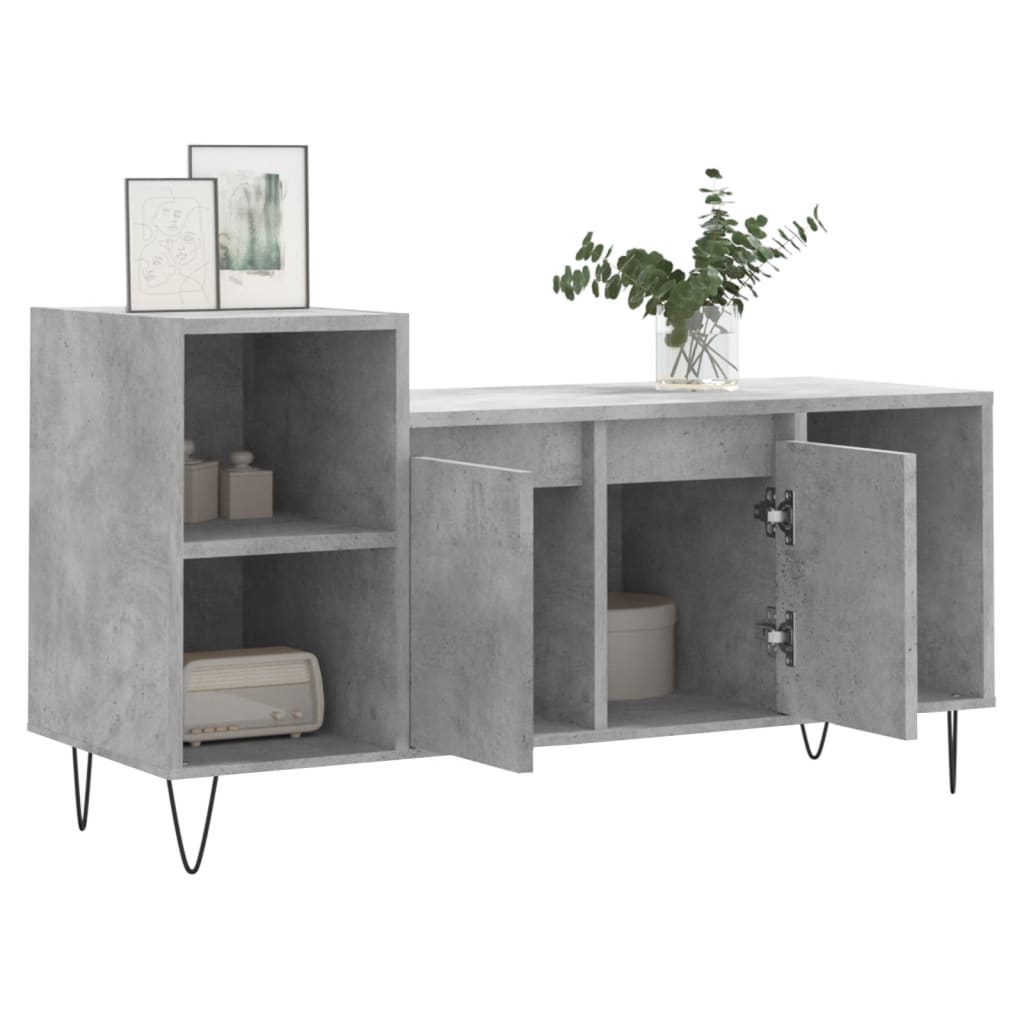 Meuble TV gris béton 100x35x55 cm en bois