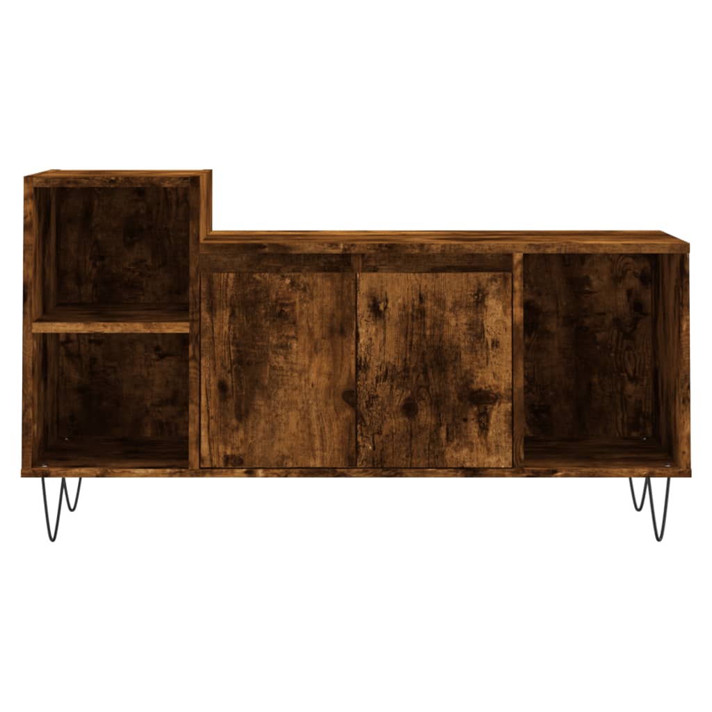 Meuble TV chêne fumé 100x35x55 cm matériau bois