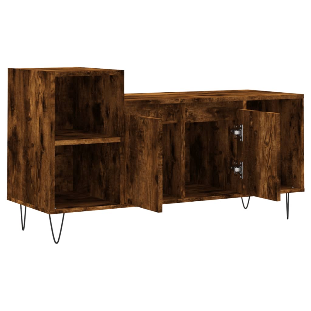 Meuble TV chêne fumé 100x35x55 cm matériau bois