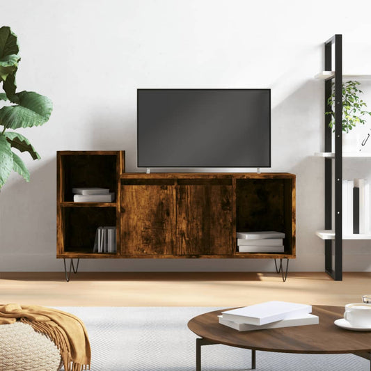 Meuble TV chêne fumé 100x35x55 cm matériau bois